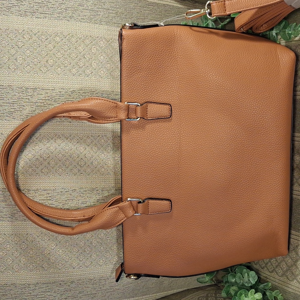 NWT Alexis Bendel Tan Crossbody Satchel Tote Bag - Picture 3 of 13